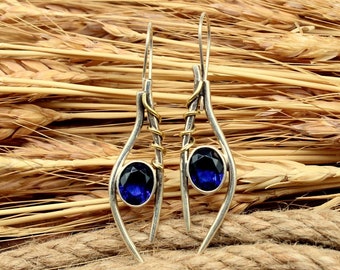 Blue Sapphire Earrings, 925 Sterling Silver Earrings, Sapphire Gemstone, American Seller, Gemstone Earrings, Blue Sapphire Gift For Her