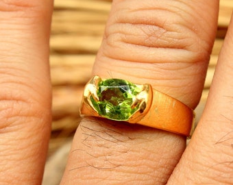 Handgefertigter Peridot-Hand-Silberring, Goldring, Sterlingsilberring, Verlobungsring, Ehering, Vintage-Ring, Ringe für Frauen