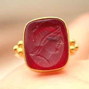 Rome Commander Cameo Intaglio Silver Signet Ring,Gold Signet Ring,Silver Signet Ring,Initial Signet Ring,Signet Ring Women,Gift For Her