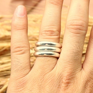 Triple Pieces 5mm Hammered Band Silver Ring Solid 925 Sterling, Silver  Rope Ring, Copper And Brass Ring, Handmade Ring, Gift For Her