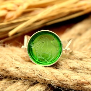 Intaglio Glass Zodiac Sign Taurus Silver Ring, Taurus Silver Ring, AStrology Ring, Holoscope Ring, Gift For Her,Rings For Women