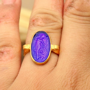 Intaglio Glass God Aphrodite Signet Ring Gold Signet RingSilver Signet Ring,Initial Signet Ring,Signet Ring Women Signet Ring,Gift For Her