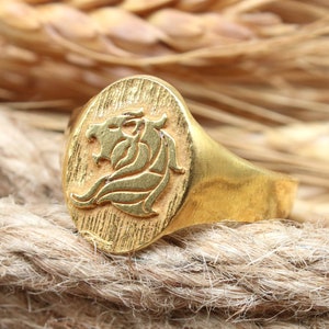 Intaglio Leo Ring, Lion King Ring, AStrology Ring, Holoscope Ring, Zodiac Sign Ring, Animal Ring,Gift For Her,Rings For Women