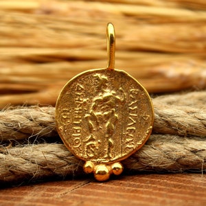 Coin Pendant,Coin Jewelry Pendant,Coin Necklace,Coin Charm, Gold Coin Pendant,Antique Pendant, Ancient Greek Roman Art Coin Pendan Halloween