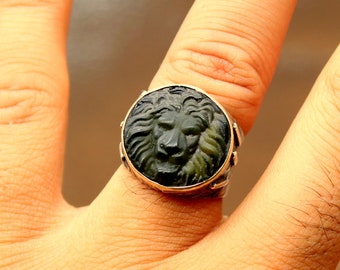 Intaglio Glass Leo Ring, Lion King Ring, AStrology Ring, Holoscope Ring, Zodiac Sign Ring, Animal Ring,Gift For Her,Rings For Women