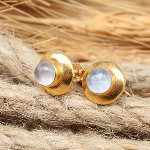 Natürliche Mondstein Ohrstecker, Mondstein Schmuck, Mondstein Ohrringe Handgemachte Ohrringe Geschenk für sie