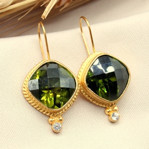 Peridot Silver Earrings, Gemstone Earrings, Silver Earrings, Green Peridot Jewelry, Personalized Gifts For Mom, Gift For Her , Drop