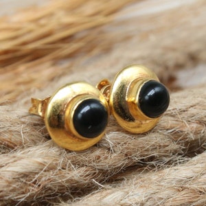 Natuurlijke onyx-oorbellen, kleine oorknopjes Geboortesteenoorbellen, zilveren oorbellen, onyx-oorbellen, Swarovski, kristallen oorbellen, Amerikaanse verkoper