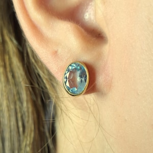 Natural Blue Topaz Silver Earrings - 925 Sterling Silver Handmade Gemstone Jewelry - Elegant Blue Topaz Dangle Earrings - Gift for Her