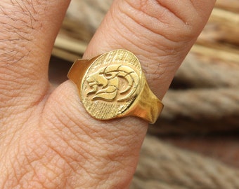 14k Solid Gold Capricorn Ring, Gold Signet Ring, Gifts Capricorn Men, Gift For Him, Signet Ring For Men, Gold Capricorn Ring, Gift For Men