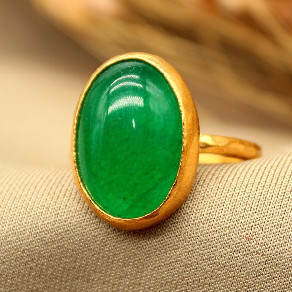 Bague en argent sterling avec jade, bague en argent avec jade, bague en argent avec pierre verte, bague en jade vert, bijoux en jade, cadeaux personnalisés