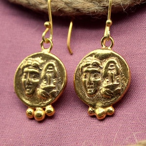 Coin Earrings For Womens, Intaglio Earrings, Silver Coin Earrings, Ancient Earrings, Unique Jewelry, Greek Coin Earrings, Gift For Mom