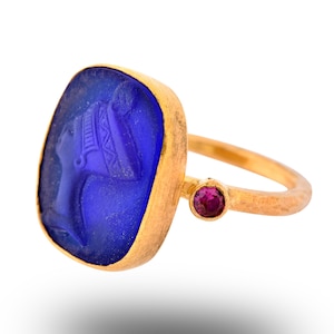 Intaglio Blue Glass Nefertiti 925k Sterling Silver Ring Antique Nefertiti Ring Greek mythology Nefertiti Silver Ring Blackfriday