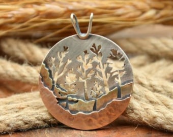 Handmade hammered 925 Sterling Silver Tree Pendant Gift For Her