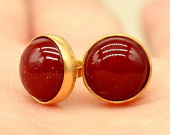 Carnelian Stud Earrings, Carnelian Jewelry, Hoop Earrings, Unique Earrings,American Seller, Gift For Her