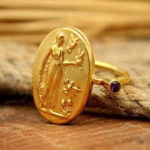 Virgin Mary Signet Ring,Gold Signet Ring,Silver Signet Ring,Initial Signet Ring,Signet Ring Women,Signet Ring Gold,Gift For Her