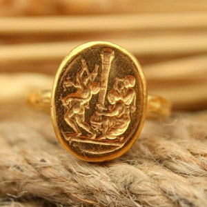 925K Sterling Silver Ring, Greek Coin Ring, Ancient Gold Coin Ring, Unique Jewelry, Gift For Mom, Ring For Womens