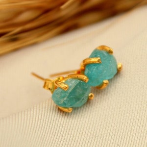 Blue Apatite Earrings, Gemstone Earrings, Sterling Silver Earrings, Blue Stone Earrings, Personalized Gift For Mom,Gift For Her