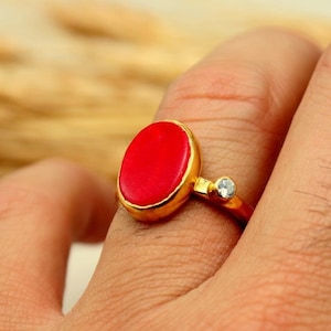 Red Coral Ring, Coral Ring, Statement Ring, Handmade Ring, Coral Jewelry, Personalized Gifts For Mom, Gift For Her, Gemstone Coral Ring