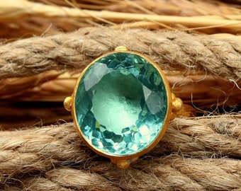 Grande bague tourmaline Paraiba, bague tourmaline du Maine en argent, bague multitourmaline, cadeau personnalisé, bague tourmaline masculine en argent