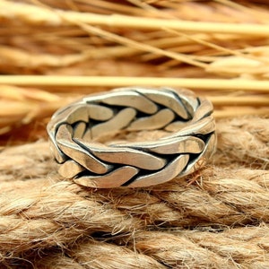 925k Sterling Silver Braided Women Wedding Ring Hers Braided Wedding Bands Crazy Braided Ring Twisted Ring Stackable Ring