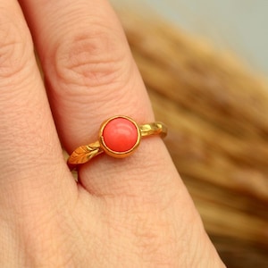 925 Sterling Silver Coral Ring, Gift For Her, Gift For Mom, Vintage Jewelry
