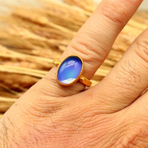 Sterling Silver Mood Ring Color Changing Is Handmade Feeling Stone Ring Temperature Ring 10x14mm Feeling GemStone Statement Ring image 7