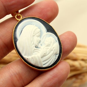 Antique Cameo Virgin Mary And Jesus Silver Pendant, Carved Mary Pendant, Greek Neo Classical, Personalized Gift For Her Gift For Her image 10