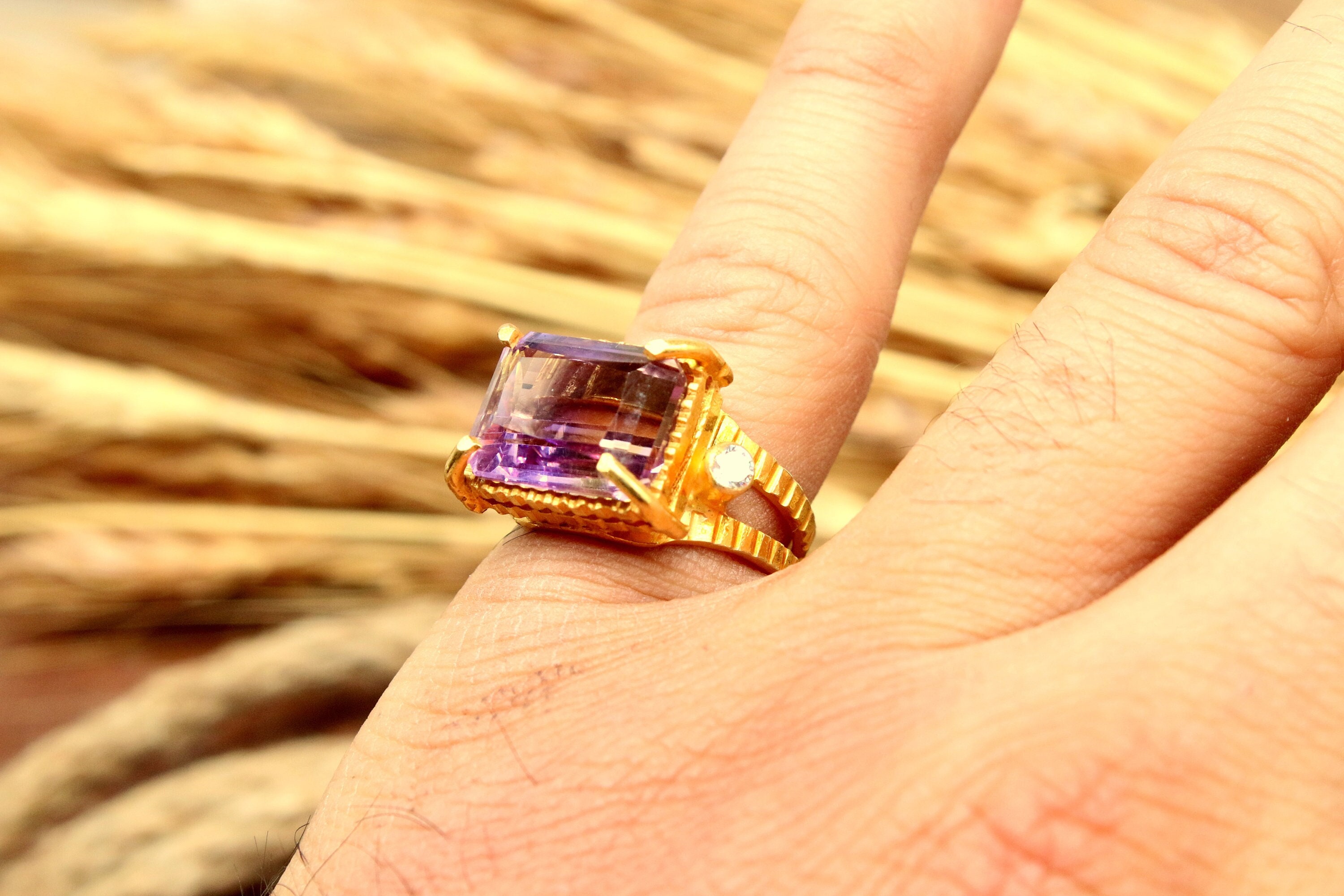 925k Sterling Silver Ametrine Ring Ametrine Jewelry Gold Ametrine Ring Solitaire Rings Handmade Jewelry Gift For Her Christmas Gifts