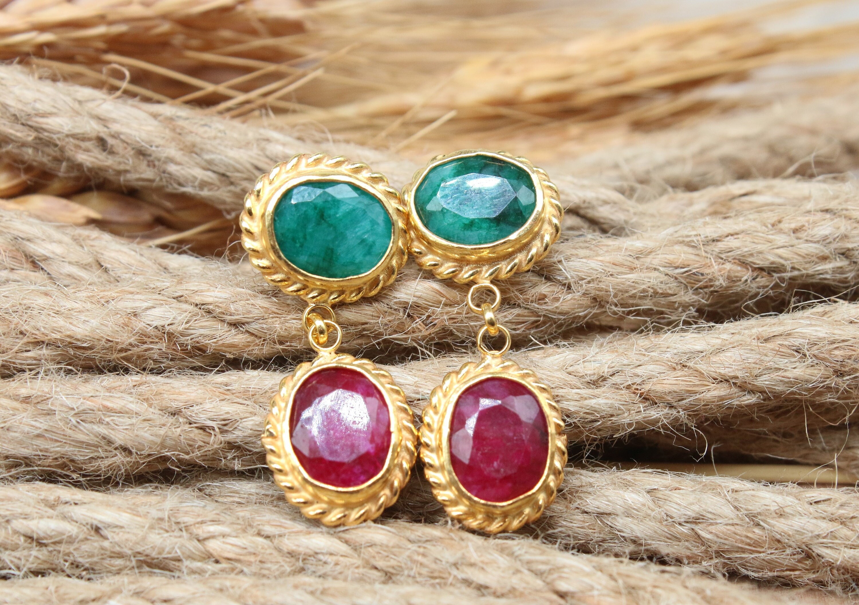 Ruby Emerald Earring - Etsy