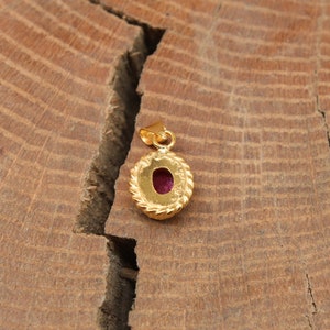 14K Solid Gold Made Natural Ruby Pendant, Handmade Antique Jewelry image 7