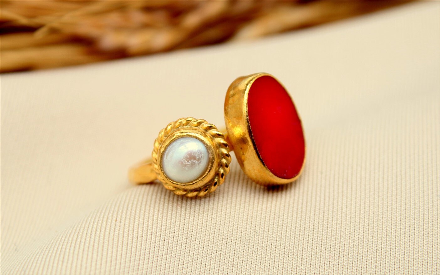 Red Coral Ring, Coral Ring, Sterling Silver Ring, Handmade