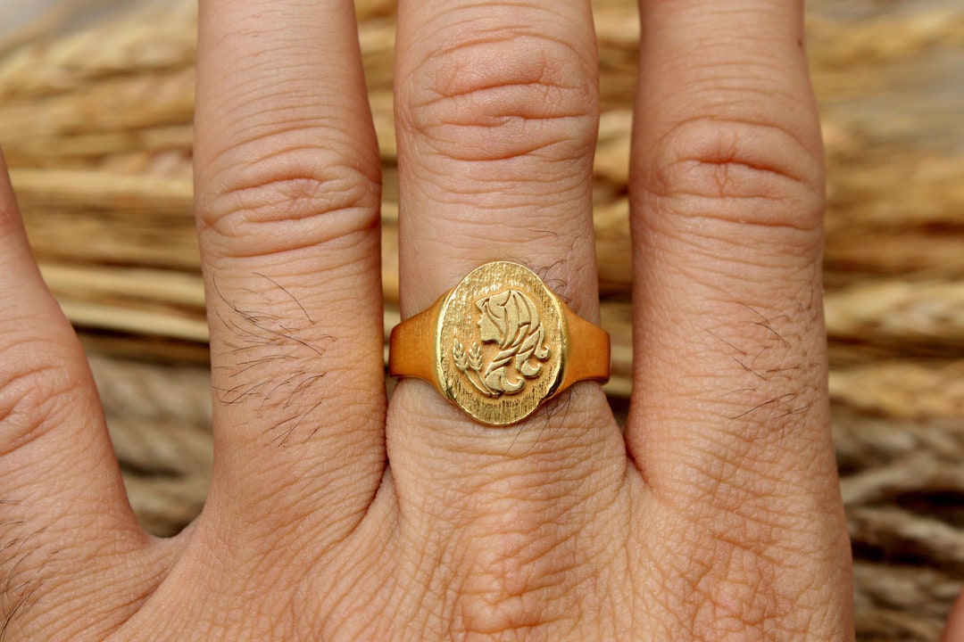 14k Solid Gold Virgo Ring Gold Ring Gifts for Virgo Etsy