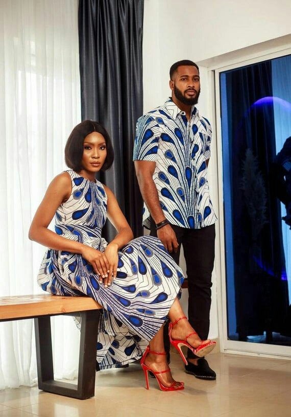 Matching African Print Couples Outfit, Ankara Dress, Men's Shirt - Etsy