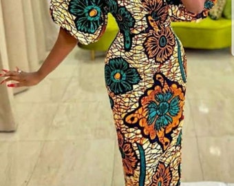 Vestido con estampado africano, vestido Ankara, atuendo de fiesta para mujer, atuendo de verano, ropa de mujer, ropa de novia, vestido de graduación, ropa de mujer, atuendo de dama