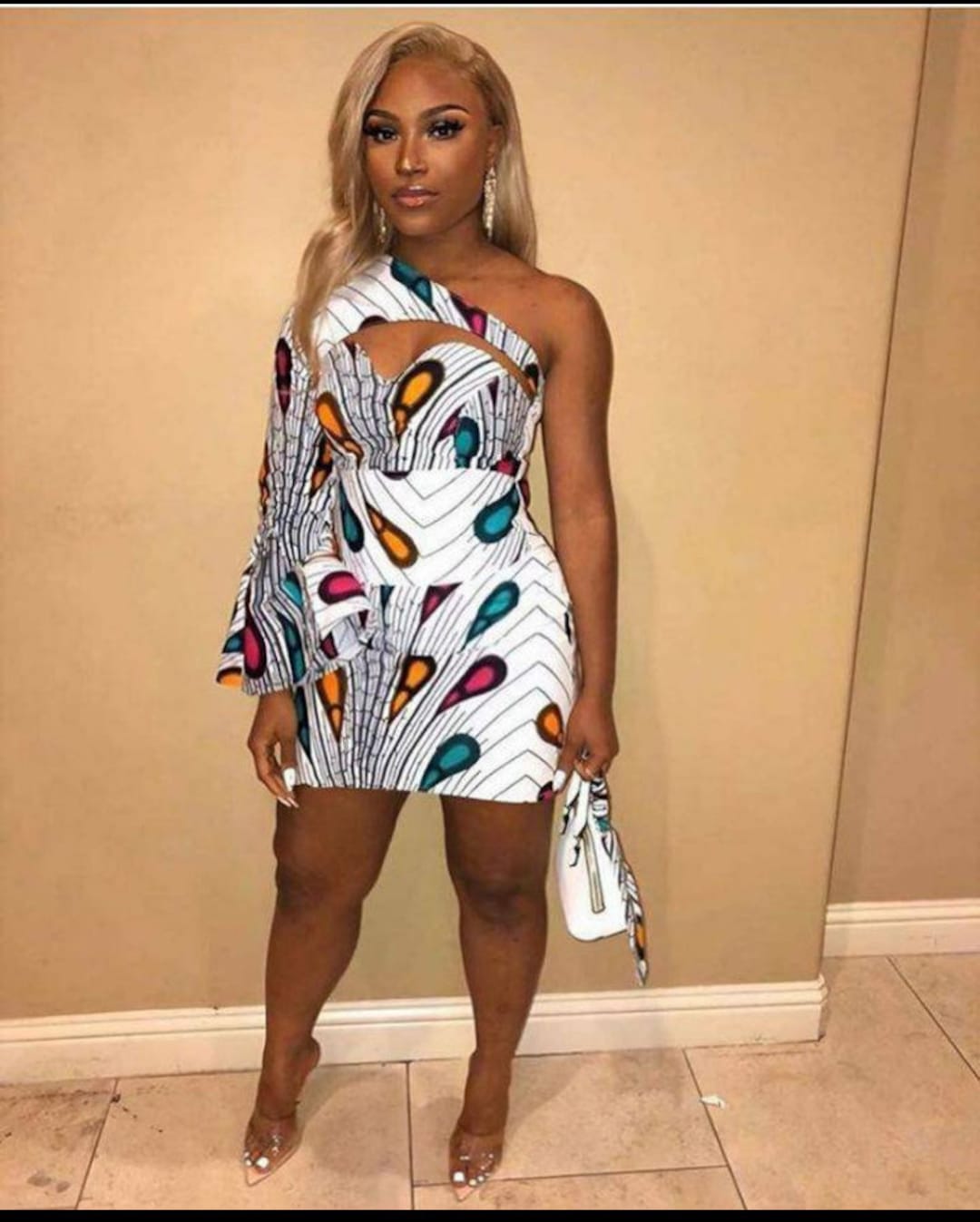 African Print Mini Dress, Summer Ankara Wear , Ladies Summer Dress , Ankara  Mini Dress, Sexy Mini Gown, One-shoulder Ankara Party Dress
