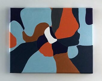 Nashville - Pintura abstracta de la ciudad y estampados de carteles, bloque de color, azul anaranjado