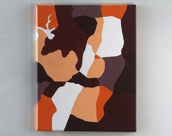 Austin - Pintura abstracta de la ciudad y estampados de carteles, bloque de color, púrpura granate naranja