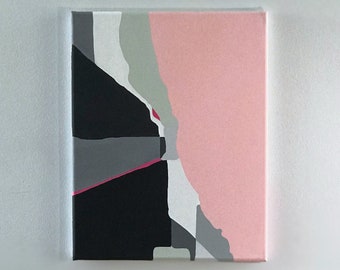 Chicago - Pintura abstracta de la ciudad y estampados de carteles, bloque de colores, blanco negro rosa