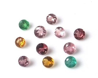 1.5 mm/2 mm/3 mm/4 mm/5 mm Natural Multi Tourmaline round cut faceted loose gemstone