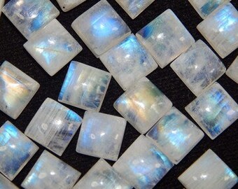 5 mm/6 mm/7 mm/8 mm Natural Rainbow Moonstone square shape flat back cabochon, June Birthstone