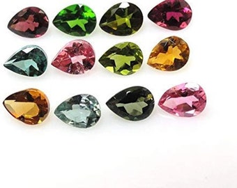 3 x 5 mm/4 x 6 mm/5 x 7 mm Natural Multi Tourmaline pear cut faceted loose gemstone