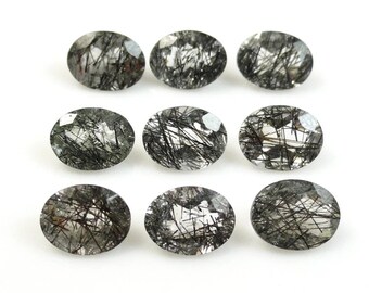 7 x 9 mm/8 x 10 mm/9 x 11 mm/10 x 12 mm/10 x 14 mm Natural Black Rutile Quartz oval cut faceted loose gemstone