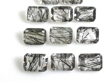 7 x 9 mm/8 x 10 mm/9 x 11 mm/10 x 12 mm/10 x 14 mm Natural Black Rutile Quartz octagon emerald cut faceted loose gemstone