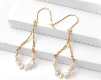 Pearl Earrings, Bridal Pearl Dangle Earrings, 925 Silver Natural Pearl Jewelry, Bridal Wedding Jewelry, Bridesmaid Earrings, Wedding Gifts