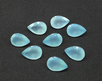 7 x 10 mm/8 x 12 mm/9 x 13 mm/10 x 14 mm Natural Aqua Chalcedony pear cut faceted loose gemstone