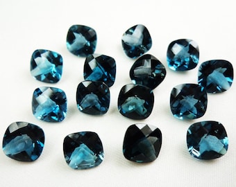 3 mm/4 mm/5 mm/6 mm/7 mm Natural London Blue Topaz cushion cut faceted loose gemstone for jewelry