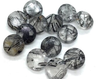 6mm/7mm/8mm/9mm/10mm/11mm/12mm Natural Black Rutile Quartz round cut faceted loose gemstone
