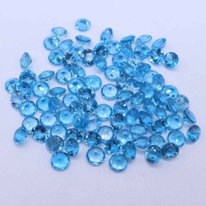 3mm/4mm/5mm/6mm/7mm Natural Swiss Blue Topaz round cut faceted loose gemstone for jewelry