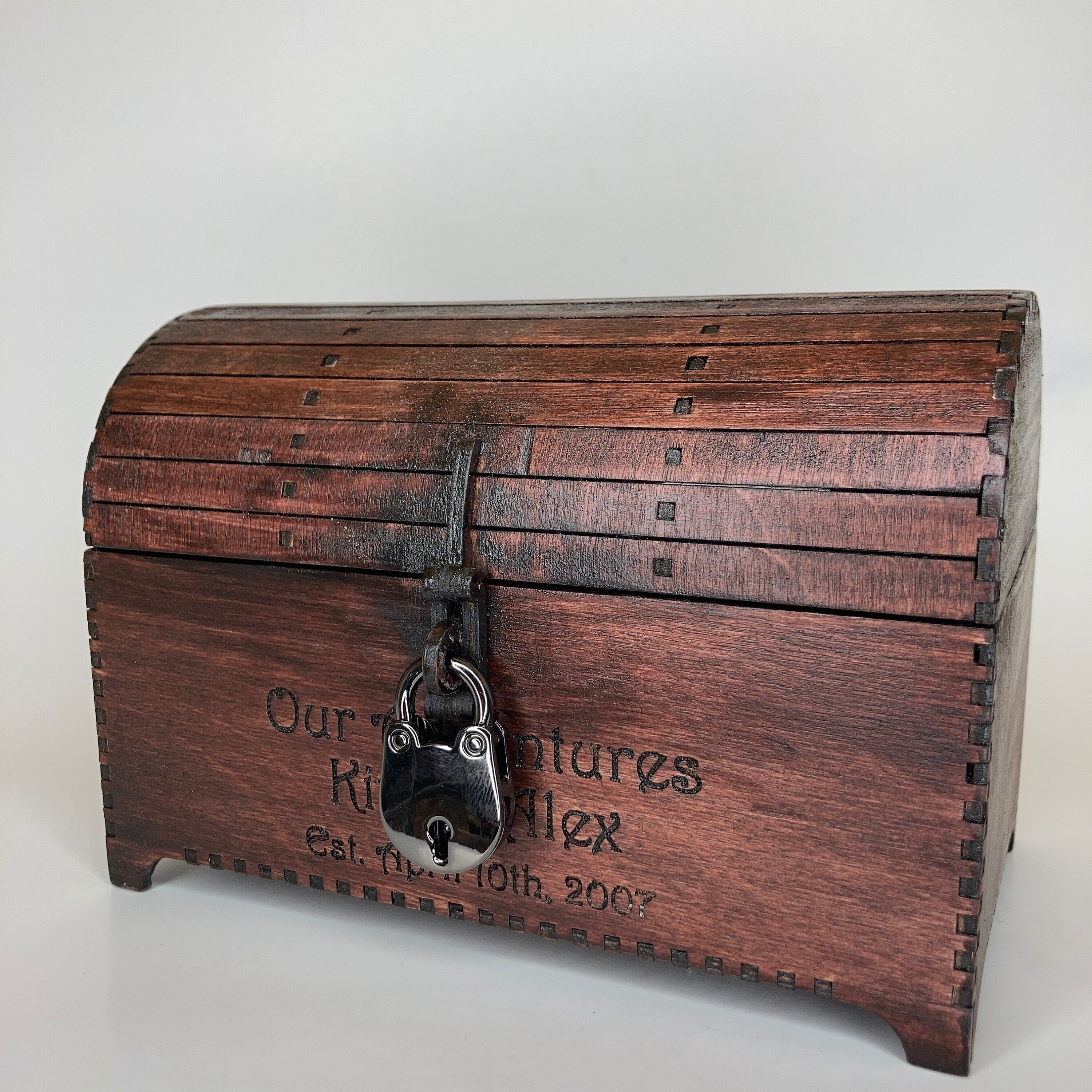 Dark Stain Wood Treasure Chest with lock Custom Engraving Etsy